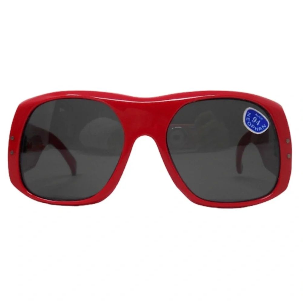 Vintage Red Thick Framed MOD Sunglasses,‎ Oversized, Made in France, Deadstock